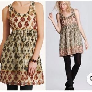 Free People Metallic Paisley Sleeveless Dress